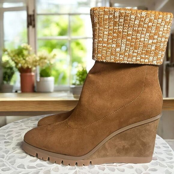 Donald J. Pliner Sindie Leather Suede Womens Knit Cuffed Booties Boots - Picture 4 of 13